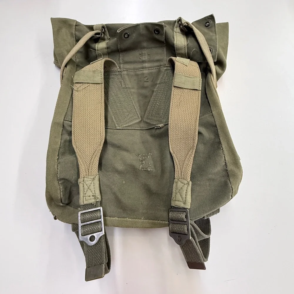 Vintage Military Surplus Canvas Field Backpack Olive Drab Rucksack Gorpcore Bag